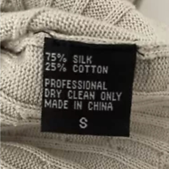 Mel And Lisa Sweater Set Size Large Coat And Sleeveless Shell Khaki Silk/Cotton - Picture 4 of 6